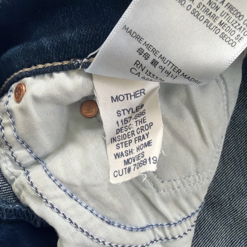 Mother Jeans Womens 27 Blue The Insider Crop Step Fray Dark Wash Denim - Picture 3 of 10